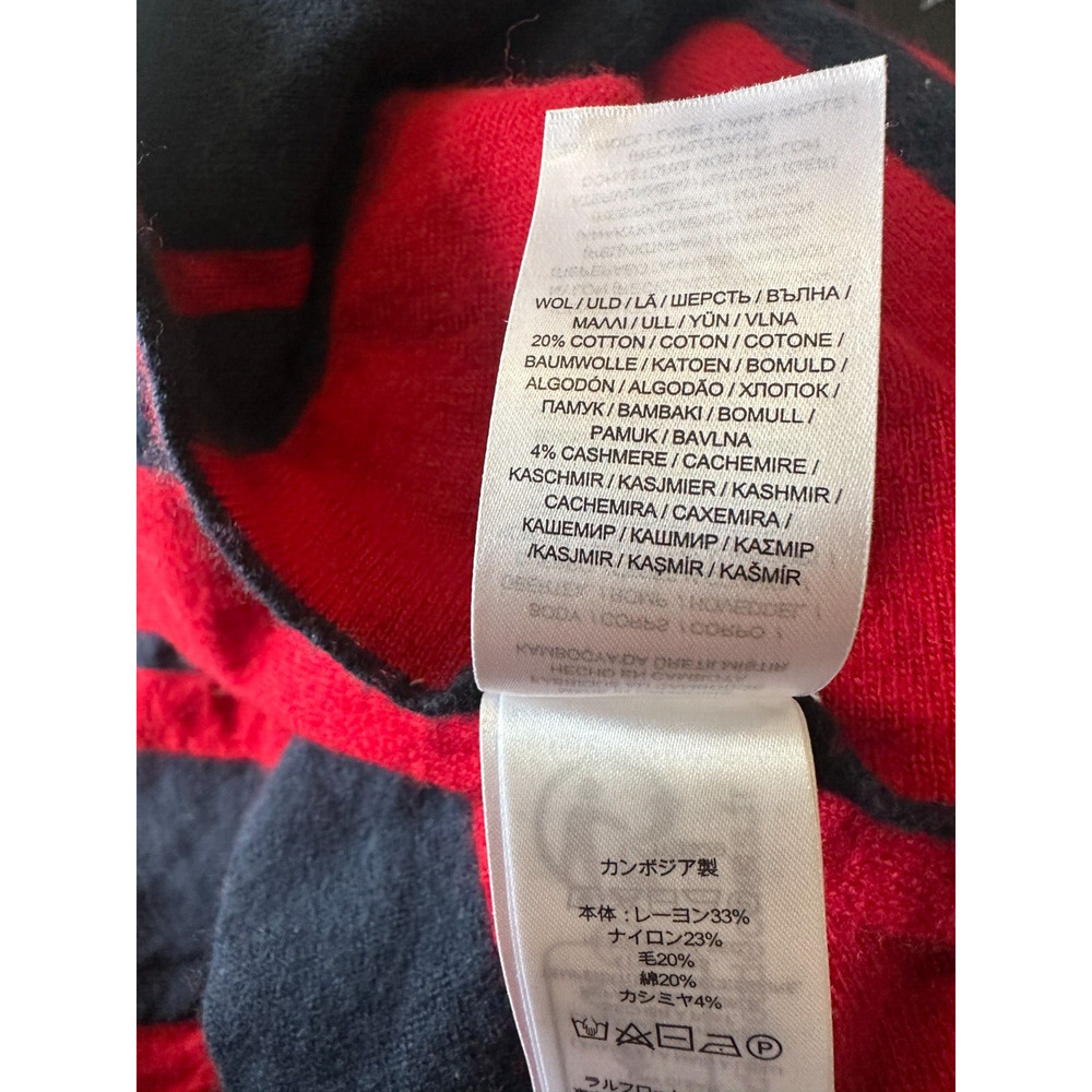 Lauren Ralph Lauren Intarsia Knit Two Tone Poncho Navy Blue Red Toggle Sz L/XL - Picture 14 of 16